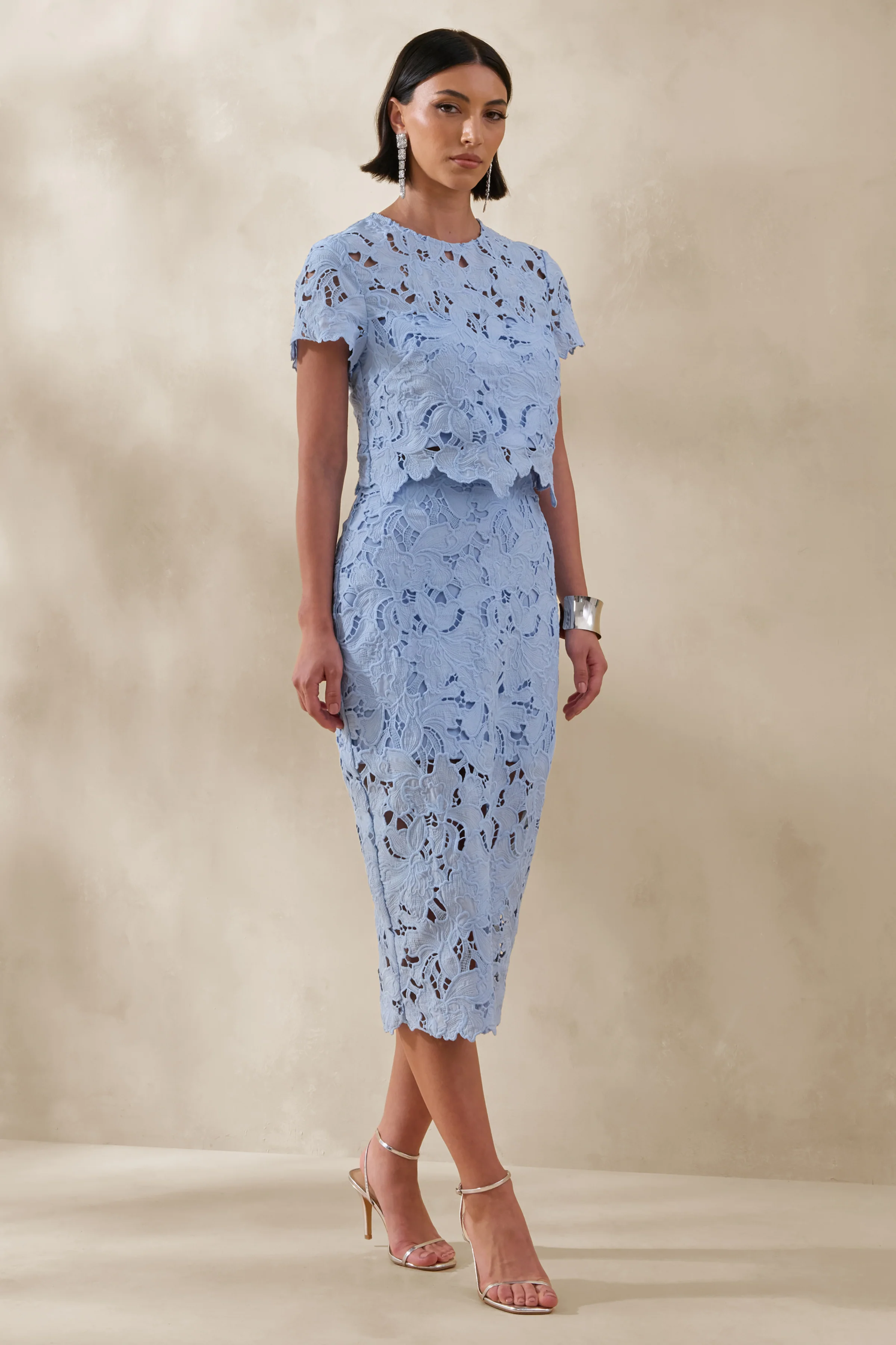Aisling | Powder Blue Lace Midi-Skirt - Image 4