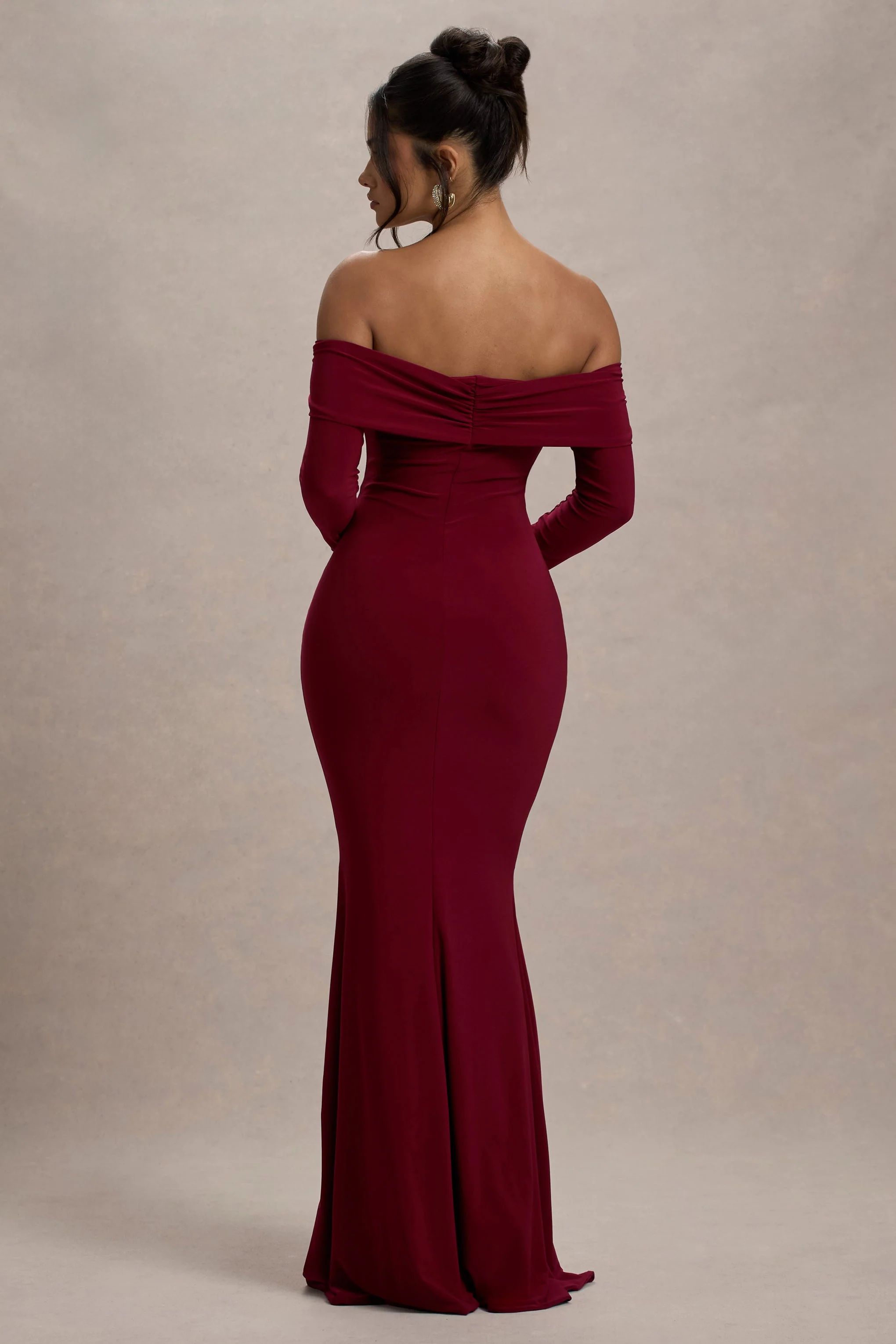 Amaia | Berry Bardot Long-Sleeve Maxi Dress - Image 2