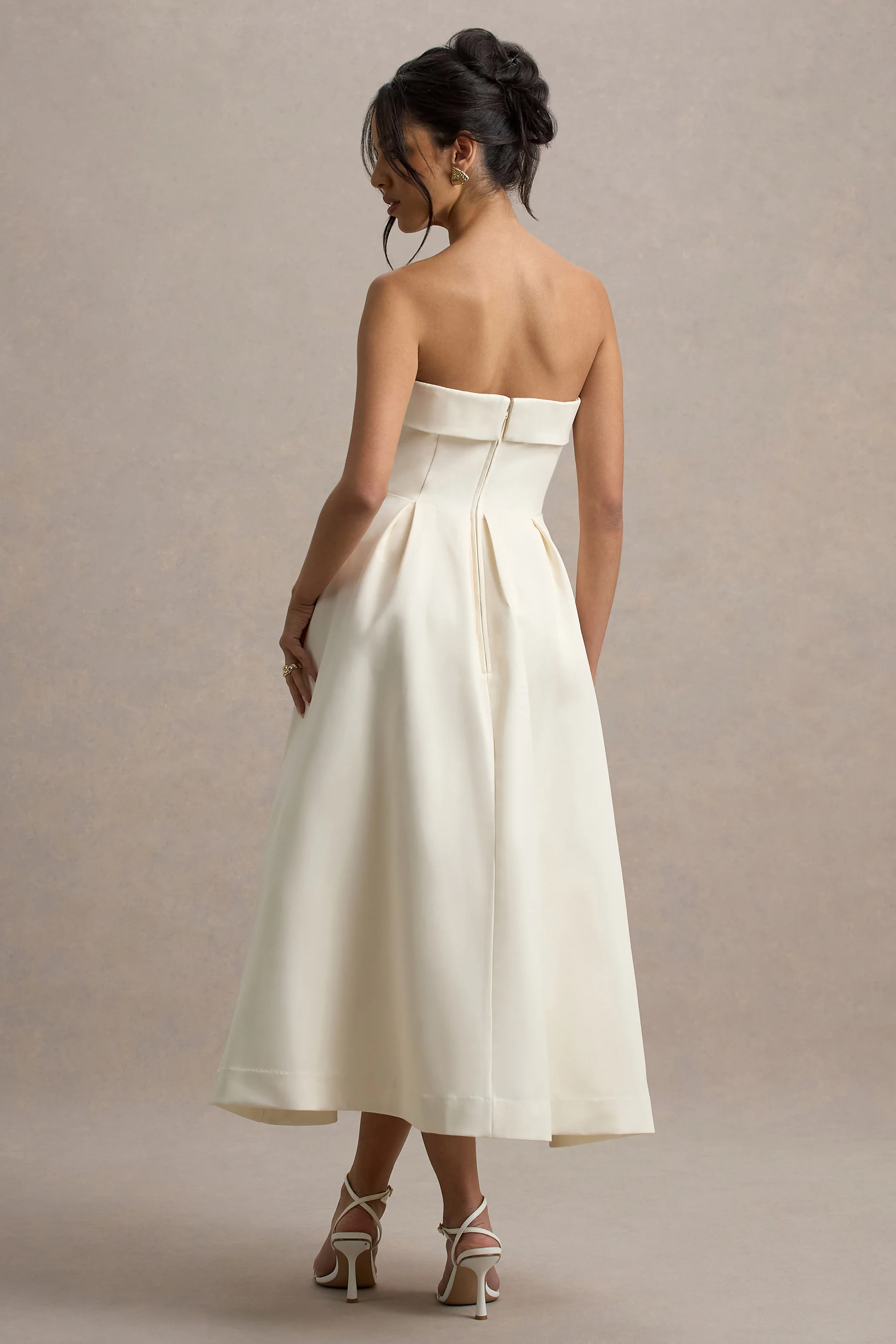 Annalise | Peony Floral Print Bandeau Skater Midi Dress - Image 2
