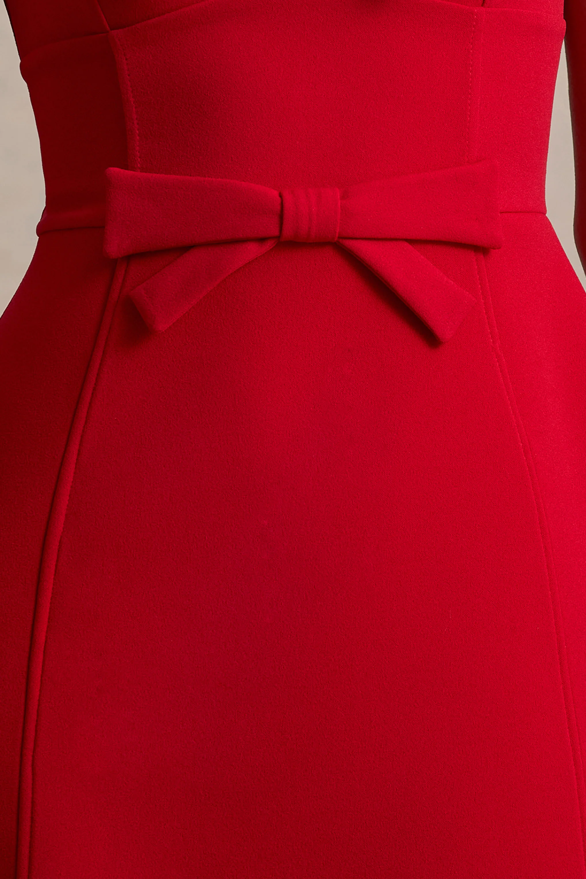 Corey | Red Sweetheart Mini Dress With Bow Details - Image 6