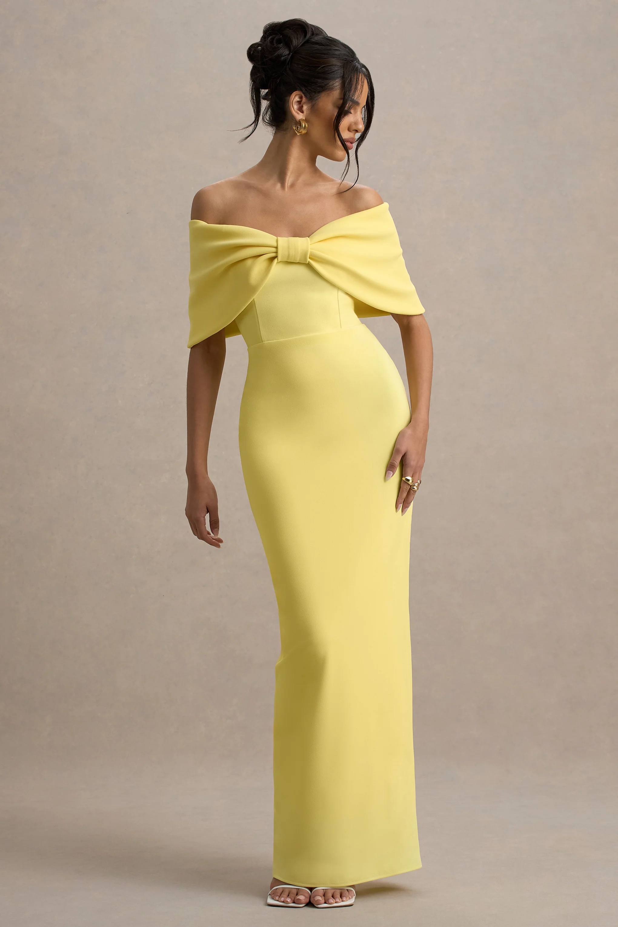Cornelia | Lemon Strapless Maxi Dress With Oversized Bow - Image 4