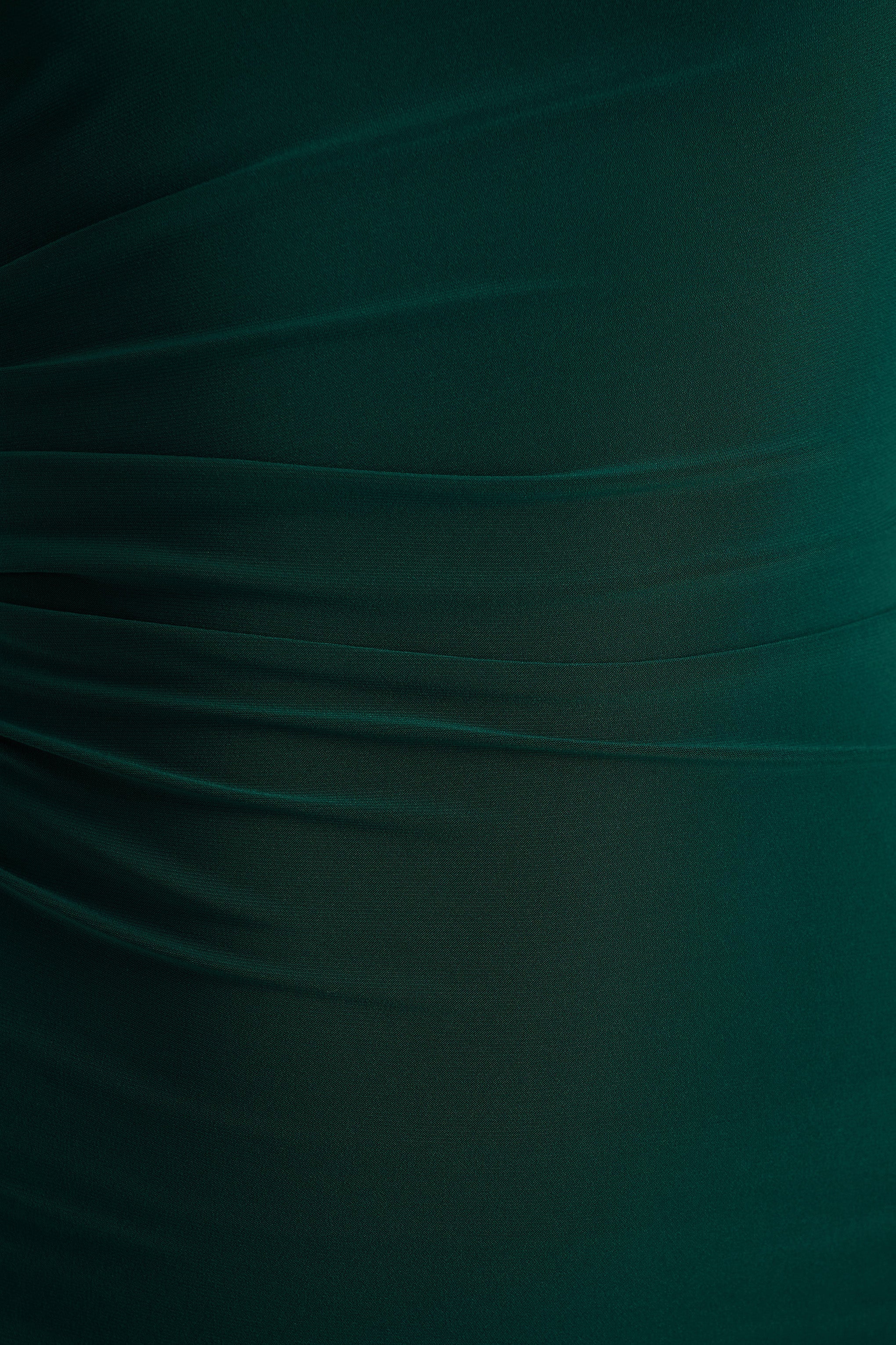 Eden |  Bottle Green High-Neck Maxi Dress With Ruched Detailing - Image 6