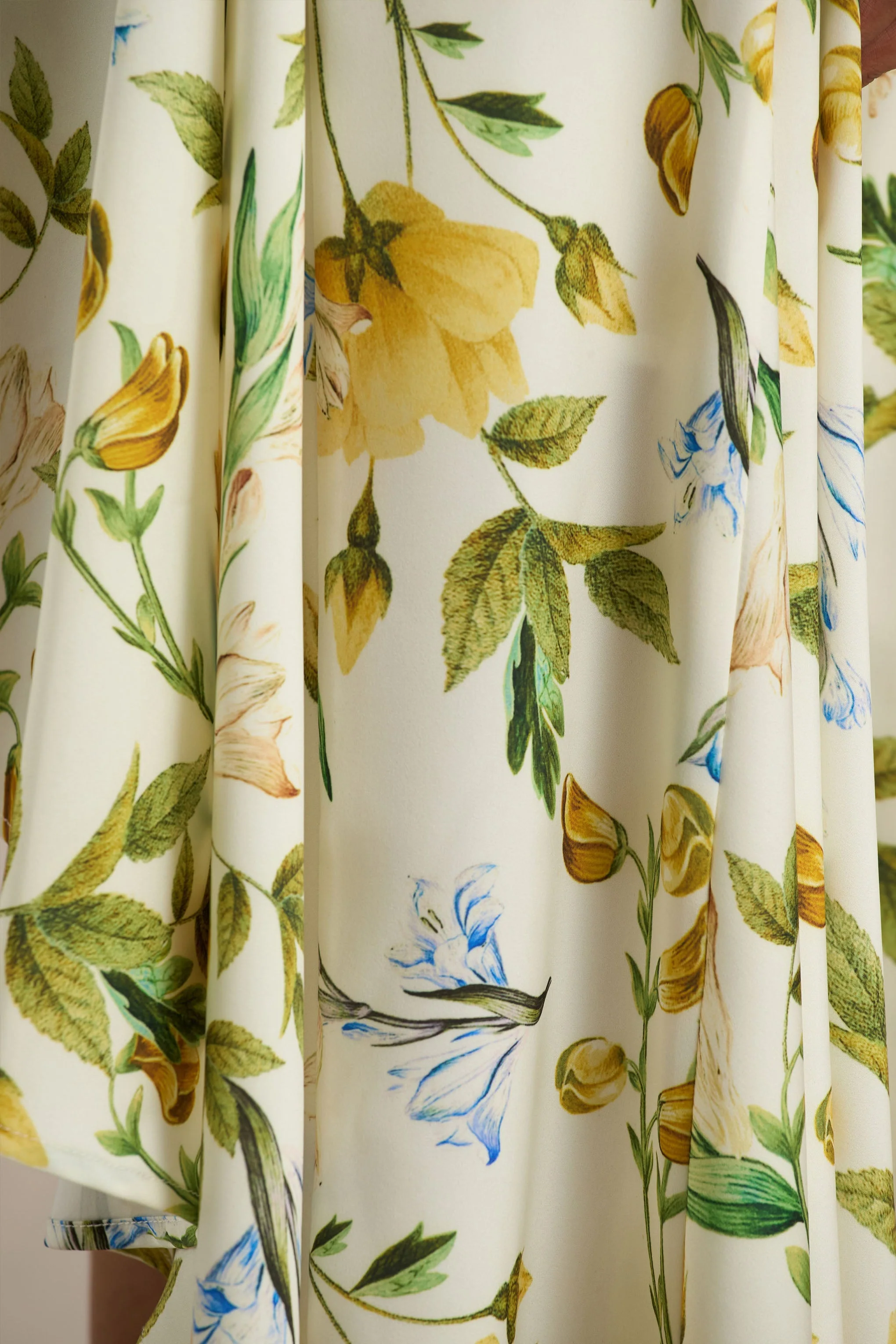 Glint | Lemon Floral Print Satin Plunge-Neck Maxi Dress With Asymmetric Hem - Image 7