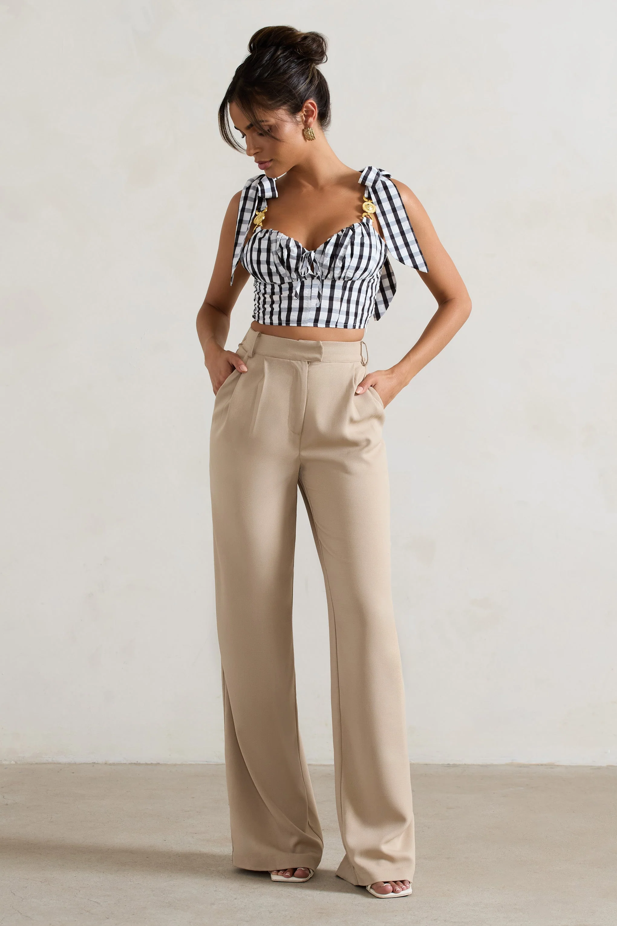 Hastings | Stone High-Waist Wide-Leg Trousers - Image 5