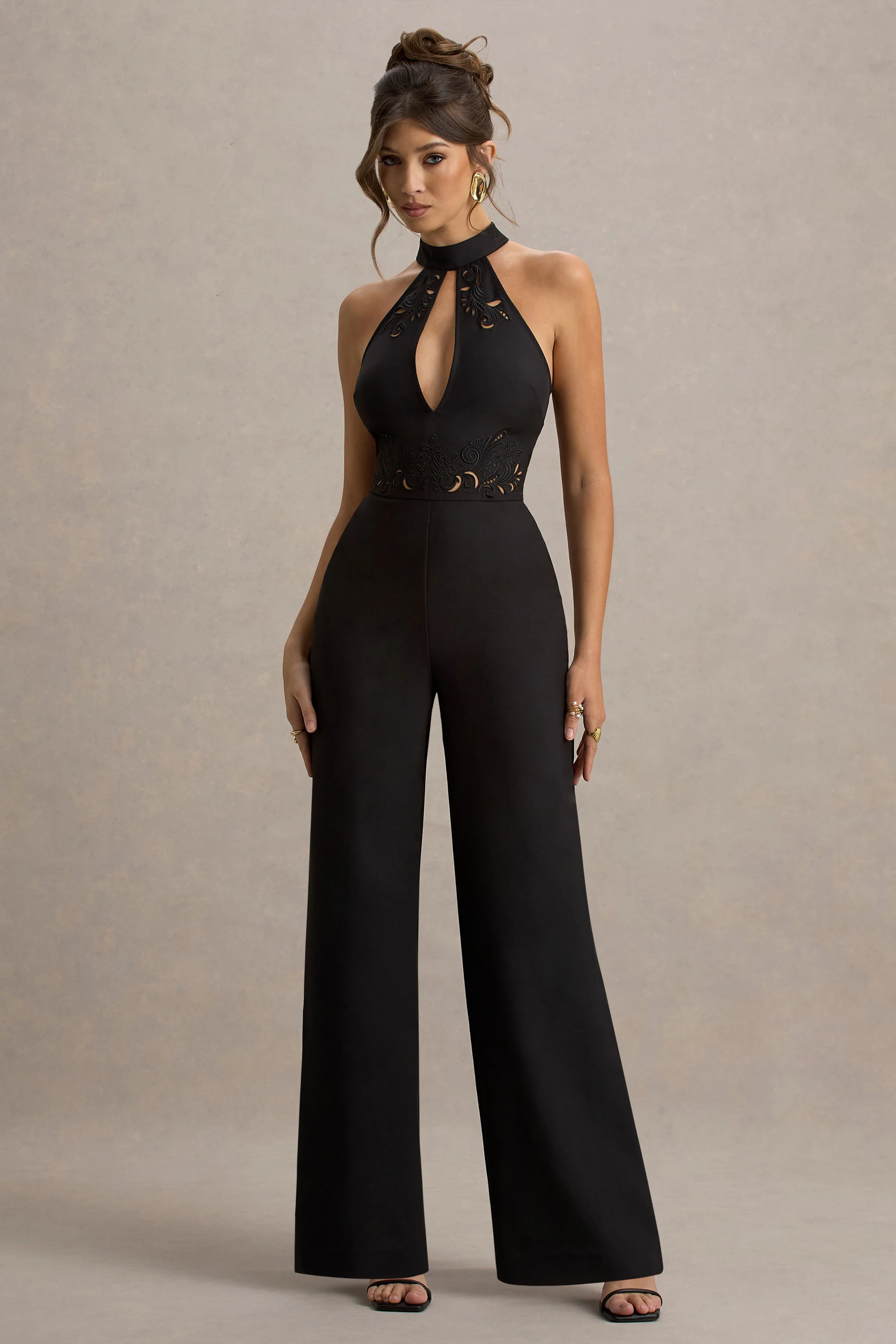 Kami | Black High-Neck Embroidered Jumpsuit - Image 4