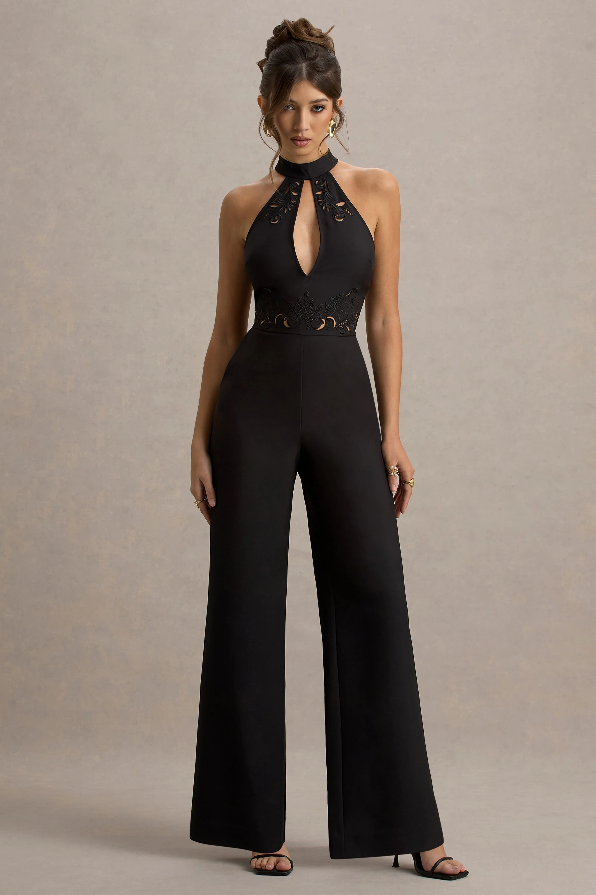 Kami | Black High-Neck Embroidered Jumpsuit - Image 5