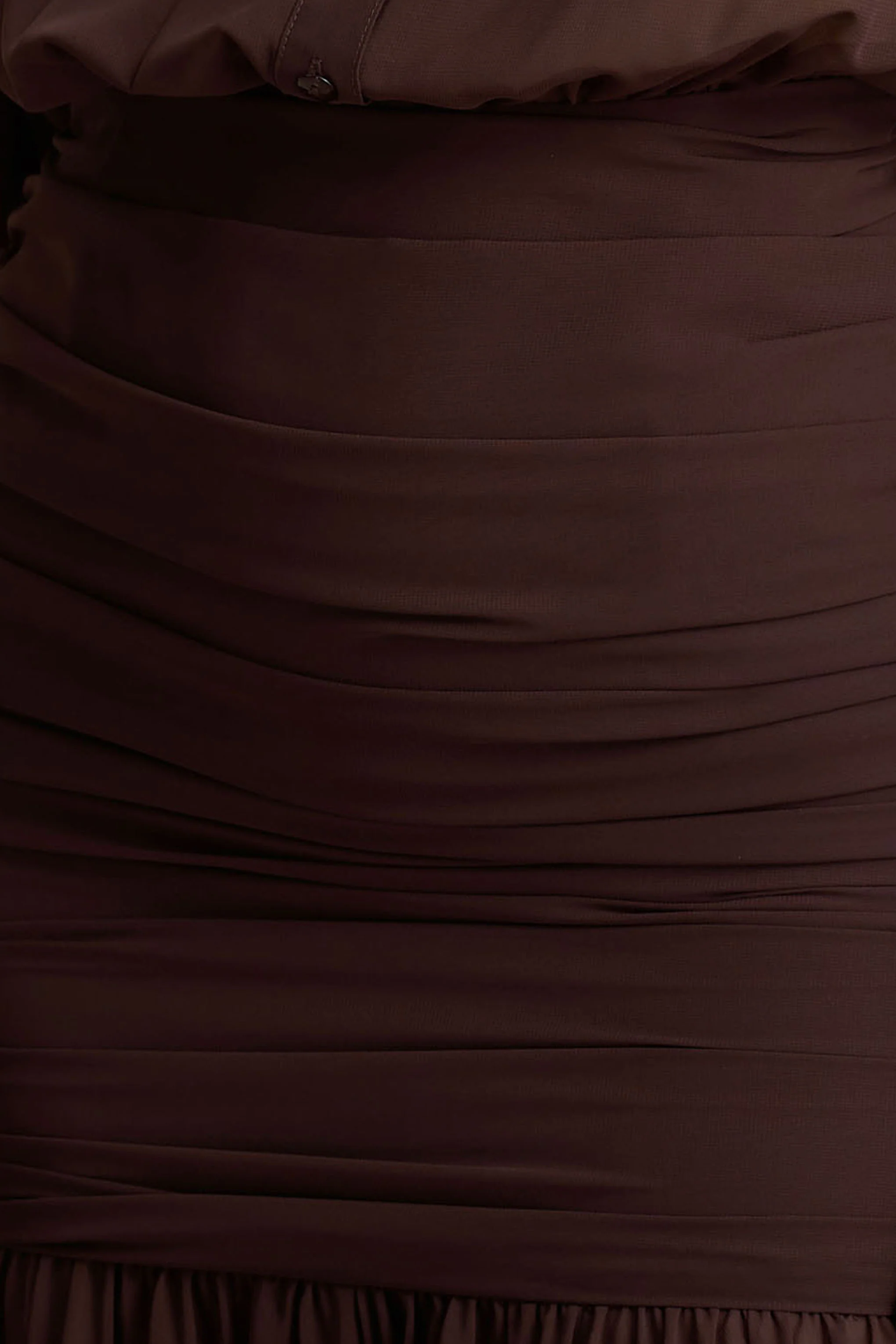 Kris | Brown Plunge-Neck Maxi Dress With Ruched Detailing - Image 6