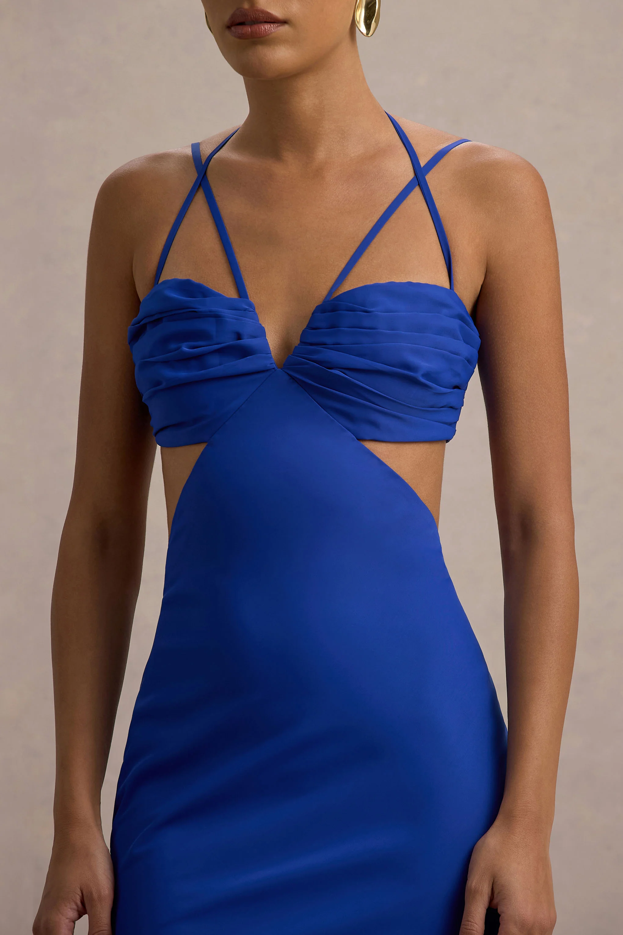 Leandra | Blue Strappy Cut-Out Maxi Dress - Image 3