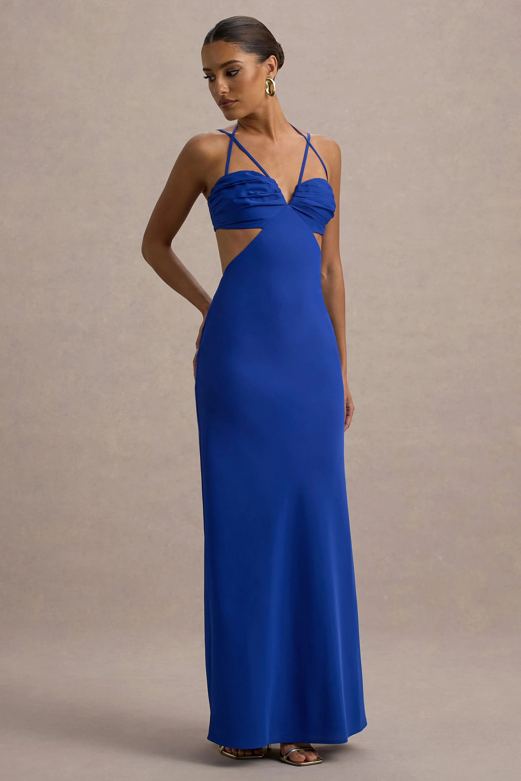 Leandra | Blue Strappy Cut-Out Maxi Dress - Image 4