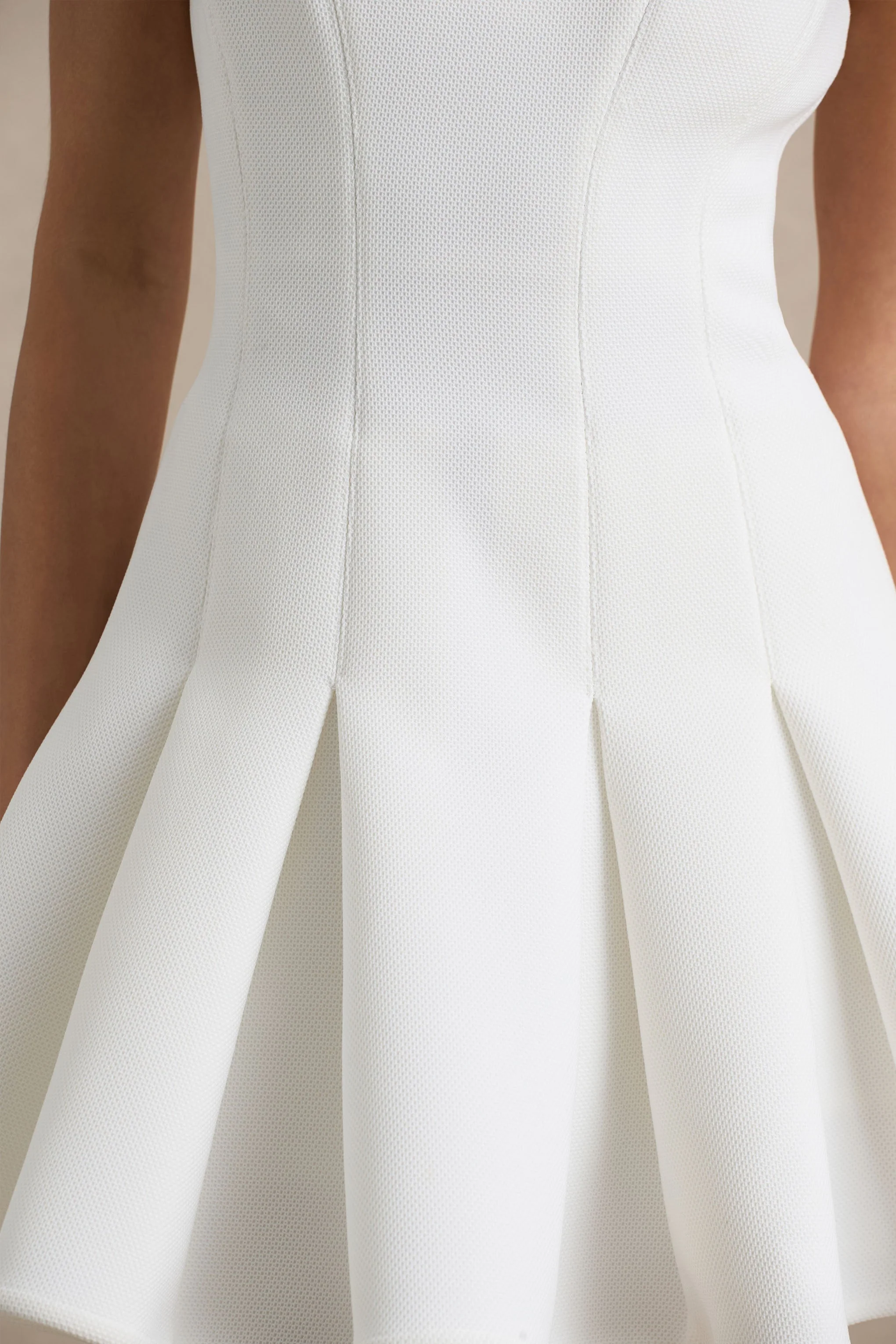 Leilani | White Round-Neck Mini Skater Dress - Image 6