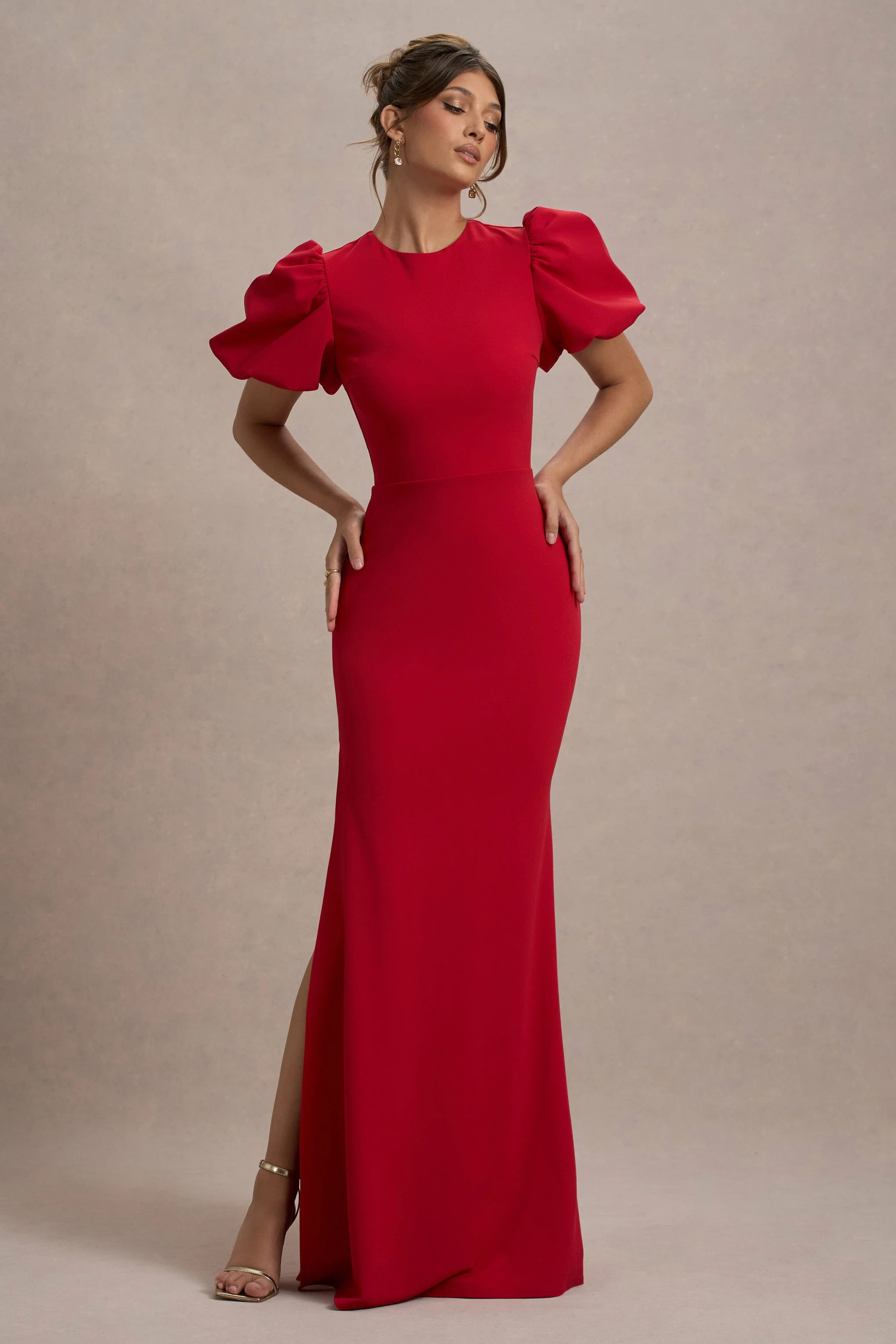 Love Letters | Red Puff-Sleeve Maxi Dress - Image 3