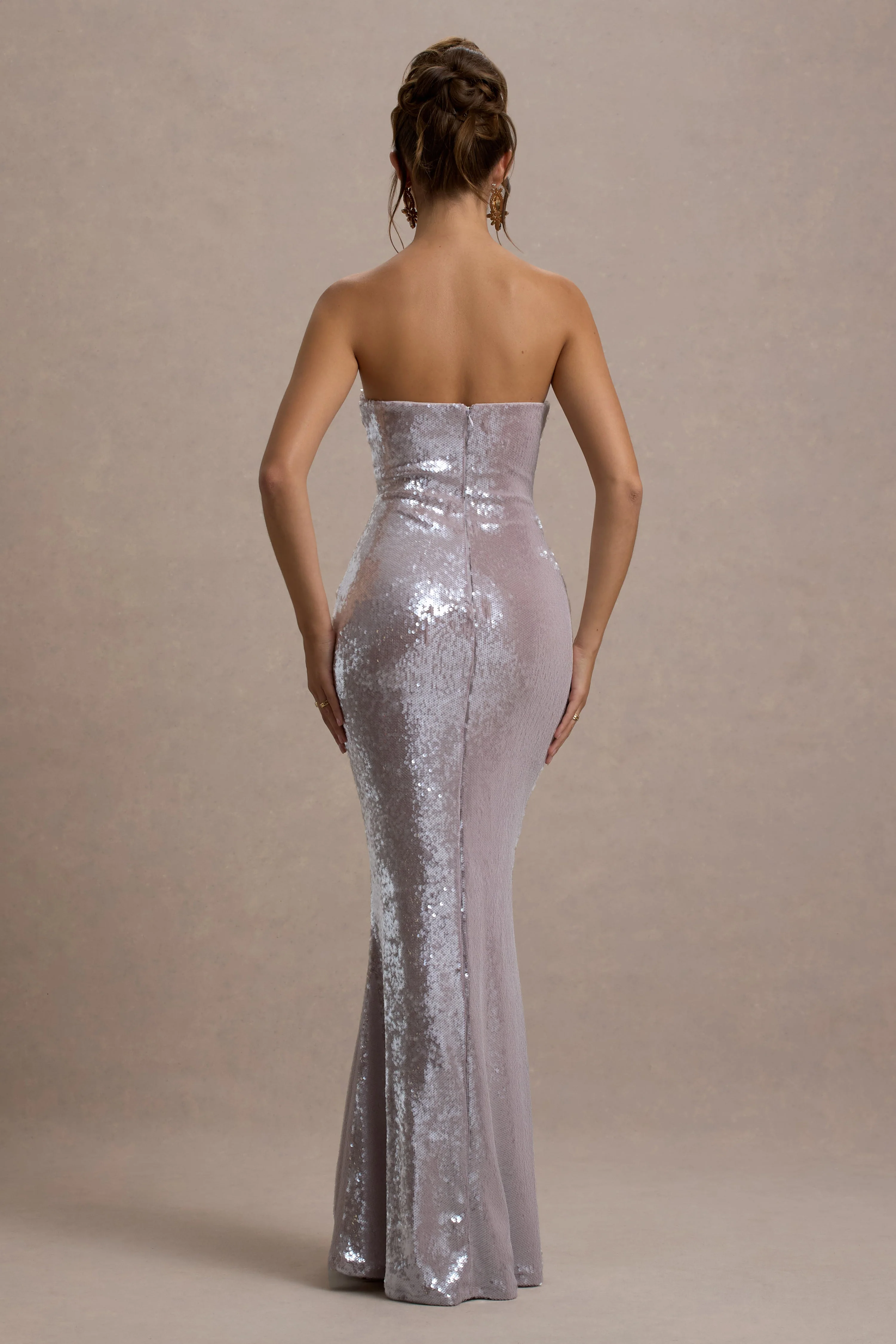 Moonstone | Lilac Sequin Bandeau Maxi Dress - Image 2