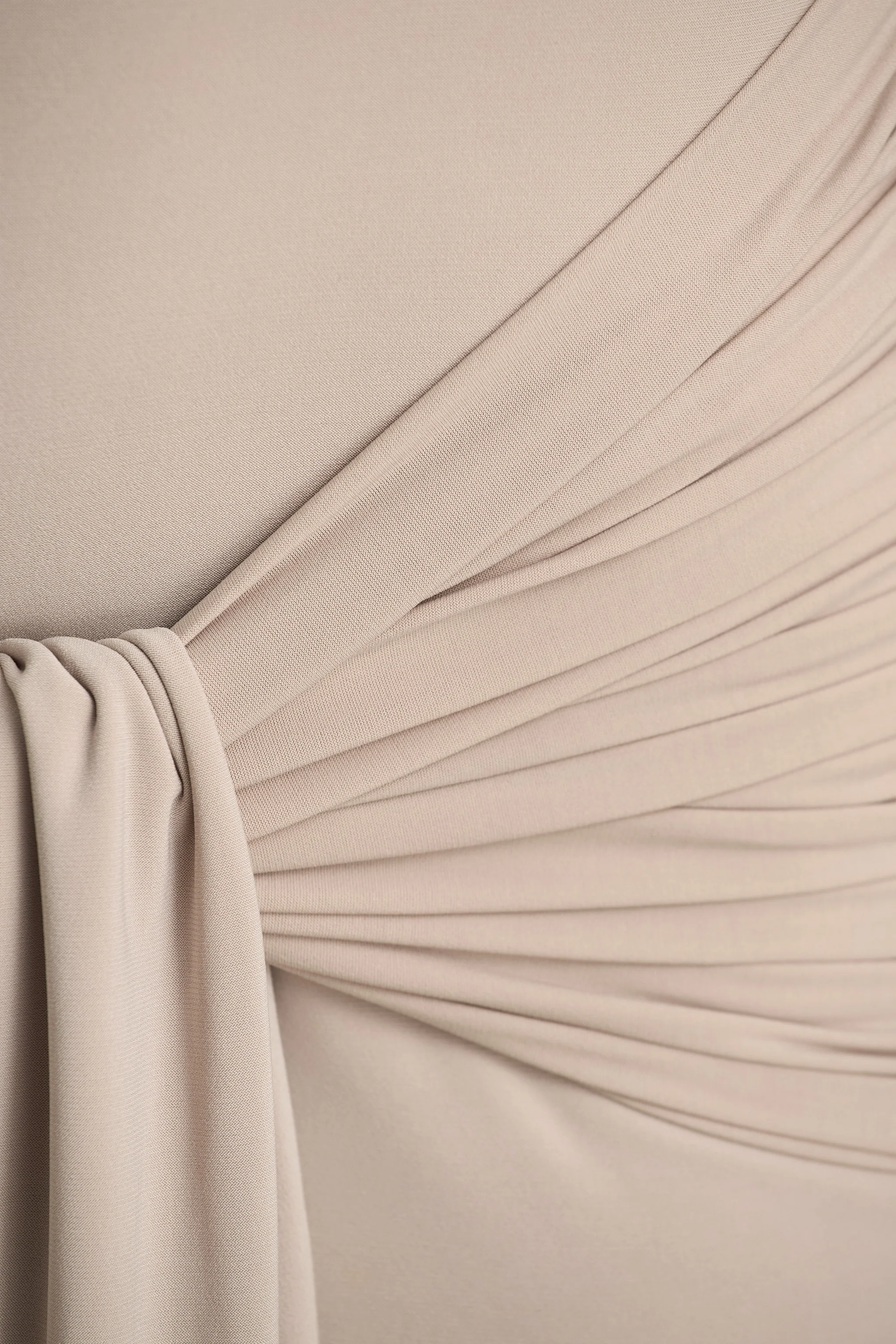 Myra | Champagne High-Neck Maxi Dress With Sash and Ruched Detailing - Image 6