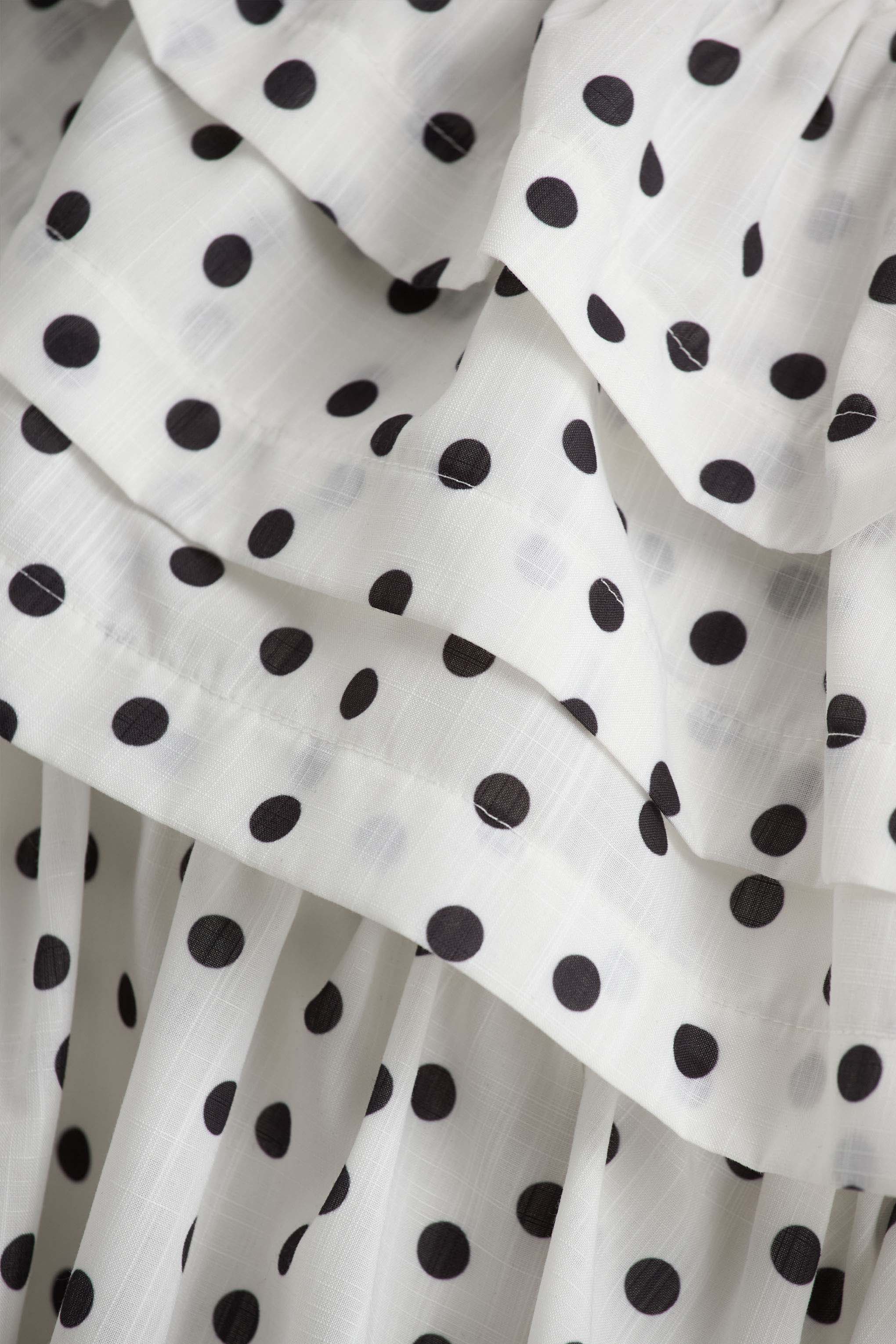 Orla | White Polka Dot Asymmetric Ruffled Mini Dress - Image 6