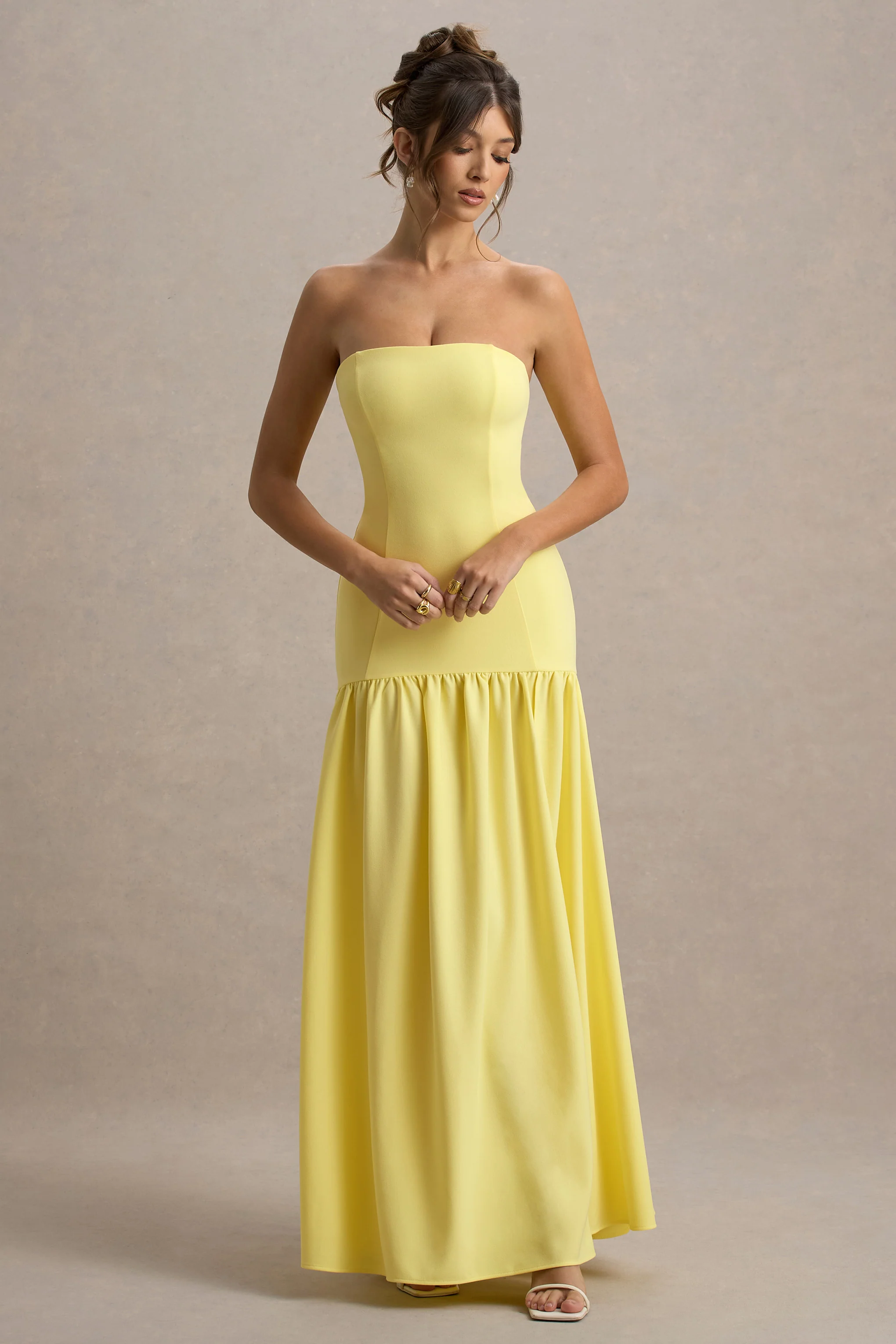 Penny | Lemon Bandeau Drop-Waist Maxi Dress - Image 4