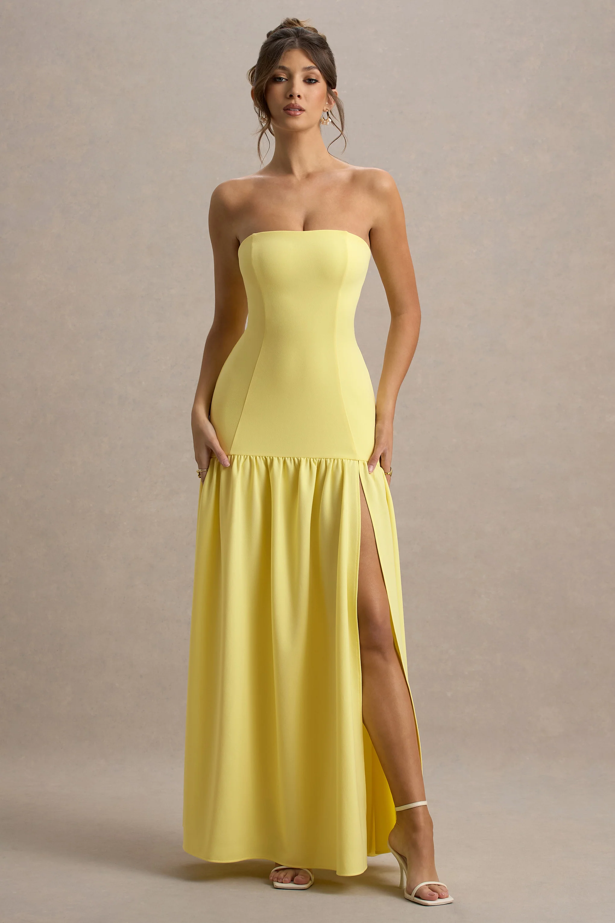 Penny | Lemon Bandeau Drop-Waist Maxi Dress - Image 5