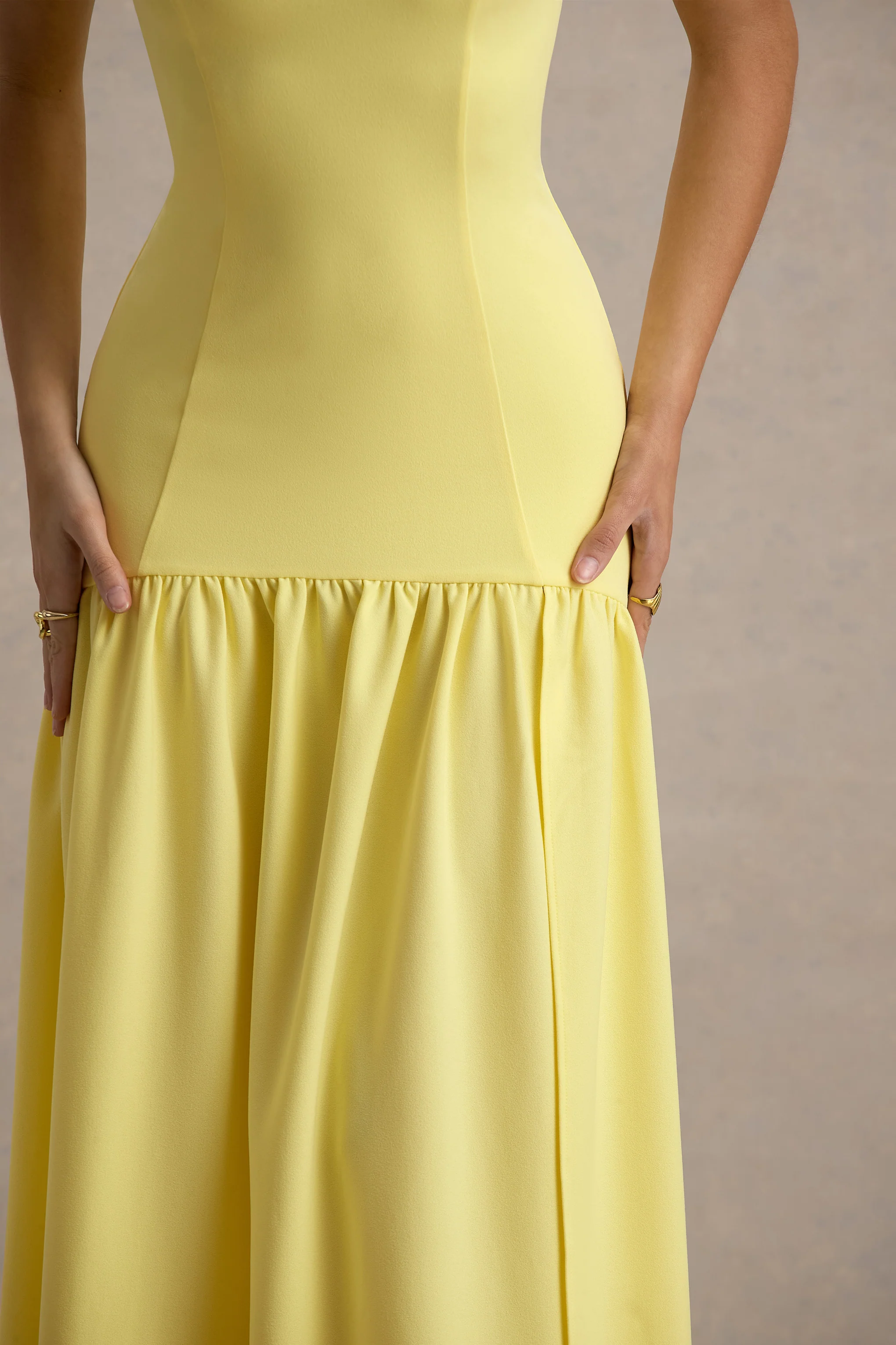 Penny | Lemon Bandeau Drop-Waist Maxi Dress - Image 6