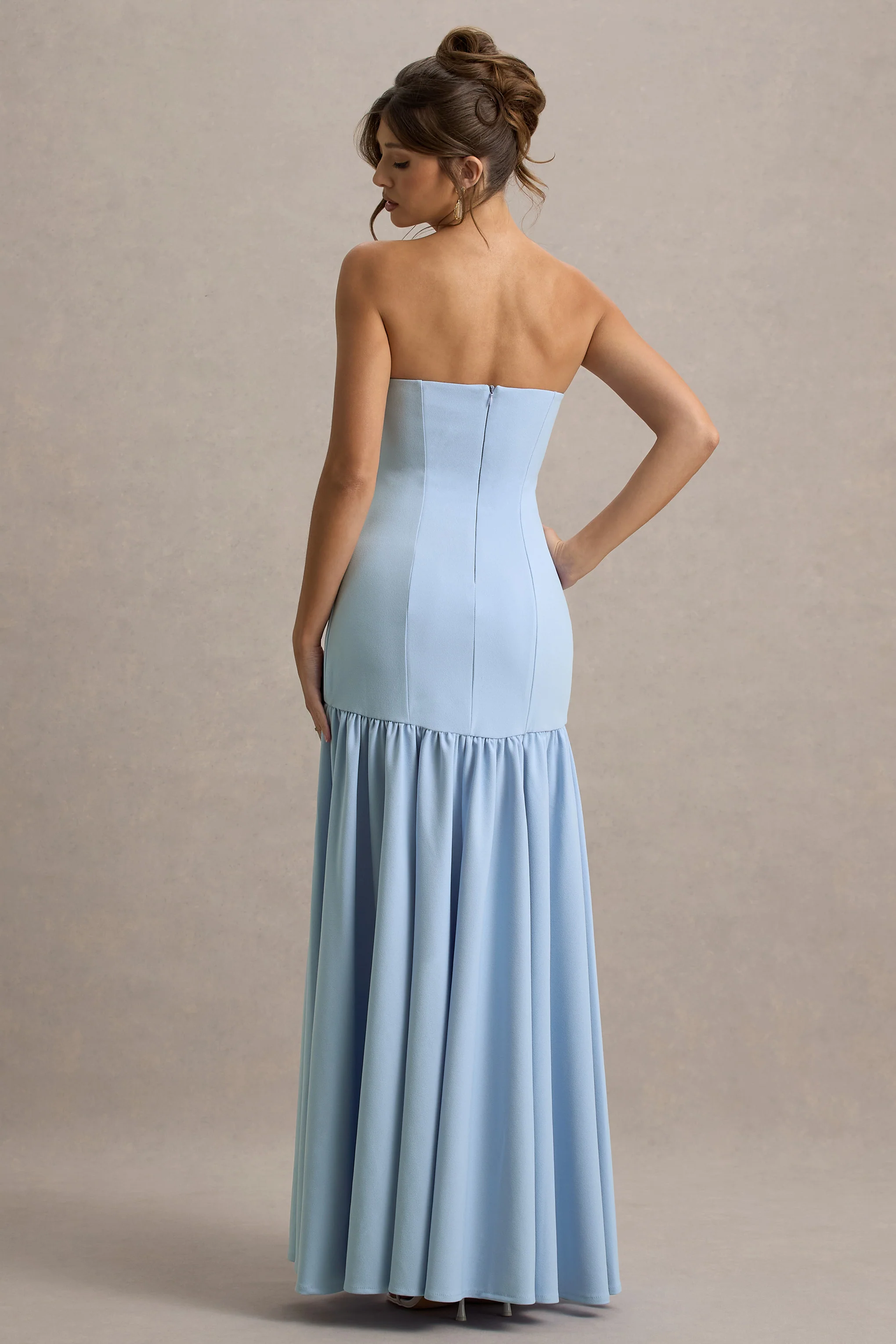 Penny | Powder Blue Bandeau Drop-Waist Maxi Dress - Image 3