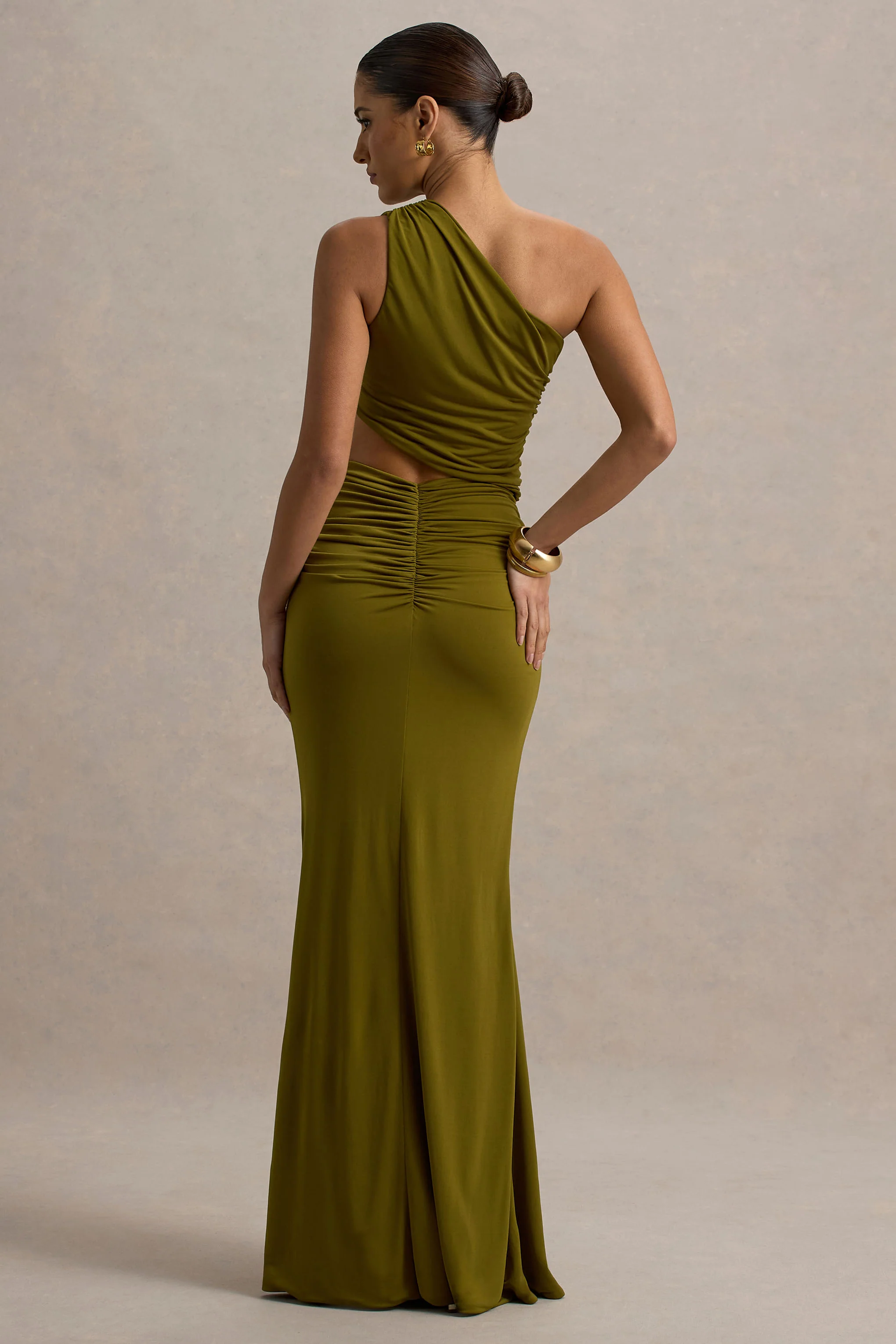 Sena | Green Asymmetric Maxi Dress With Cut Out Details - Image 2