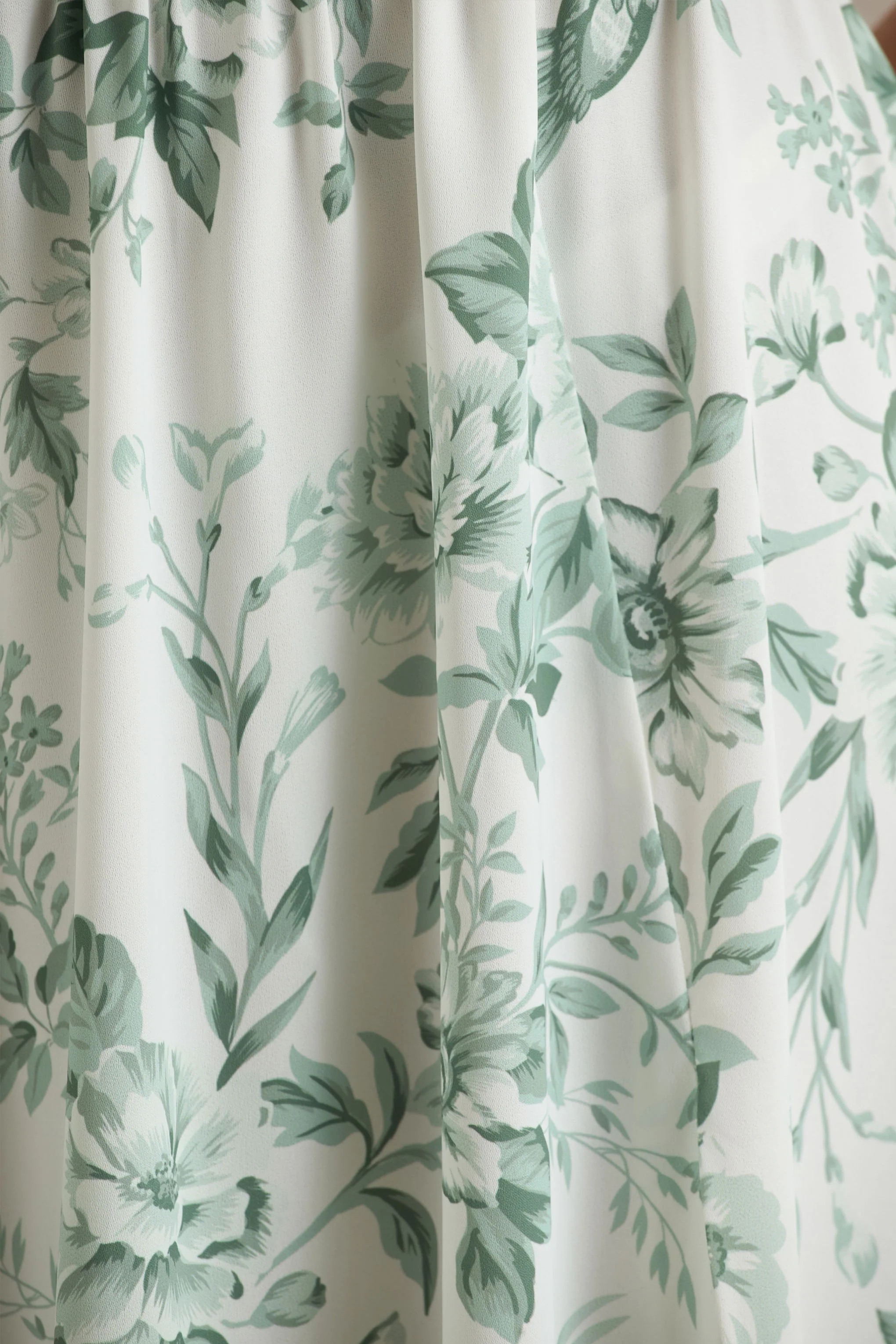 Talia | Green Floral Print High-Neck Maxi Dress With Front High Split - Image 7